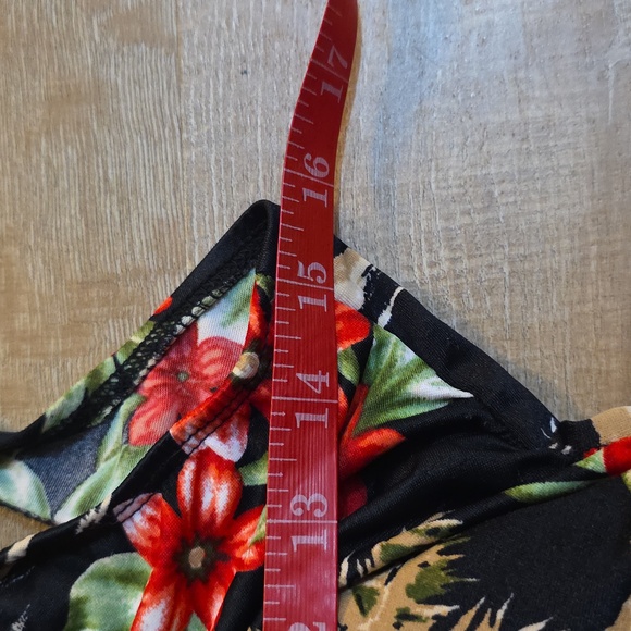 Floral Black and Red One-Piece Swimsuit - Picture 6 of 8